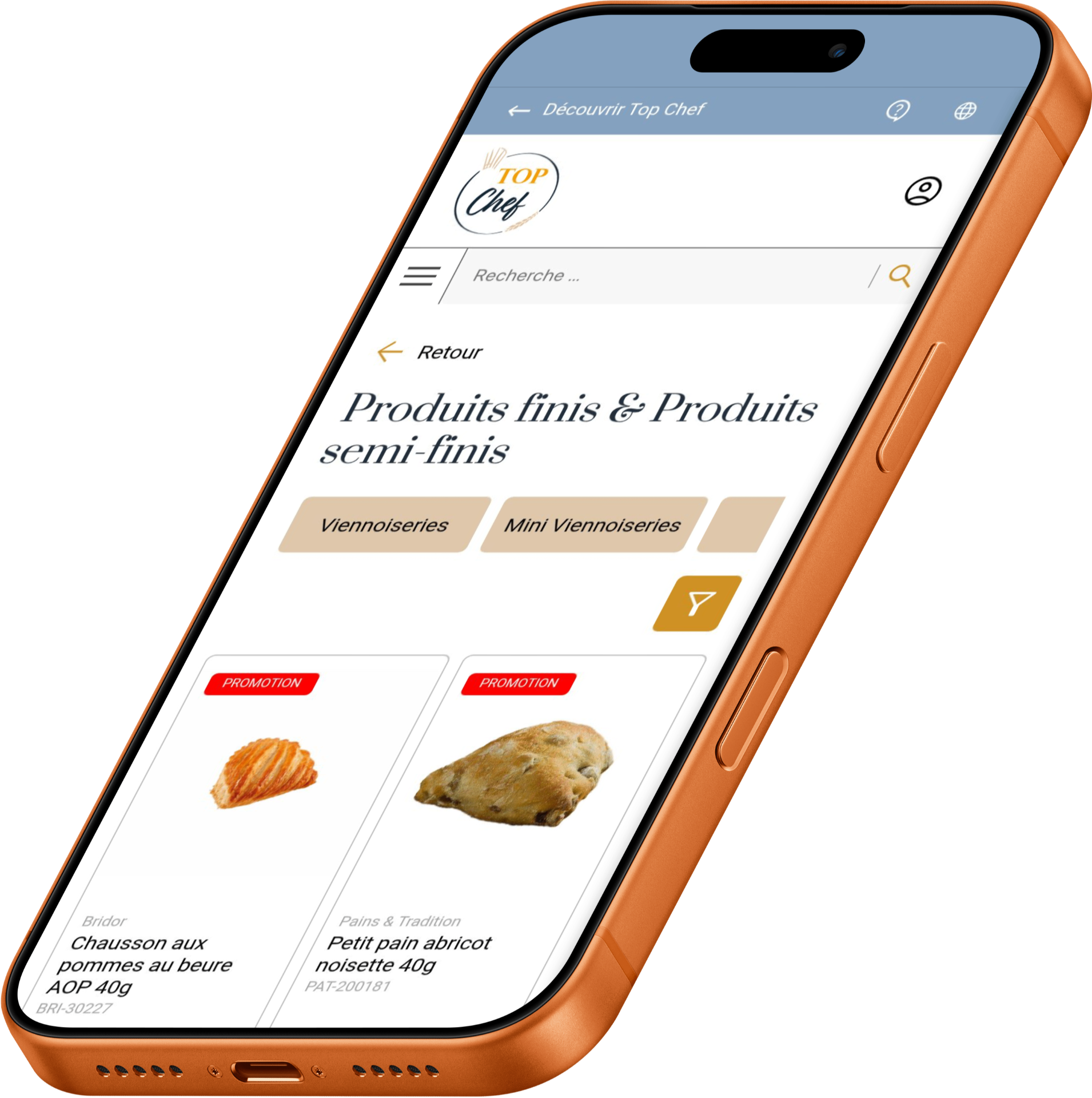 Interface mobile - Produits